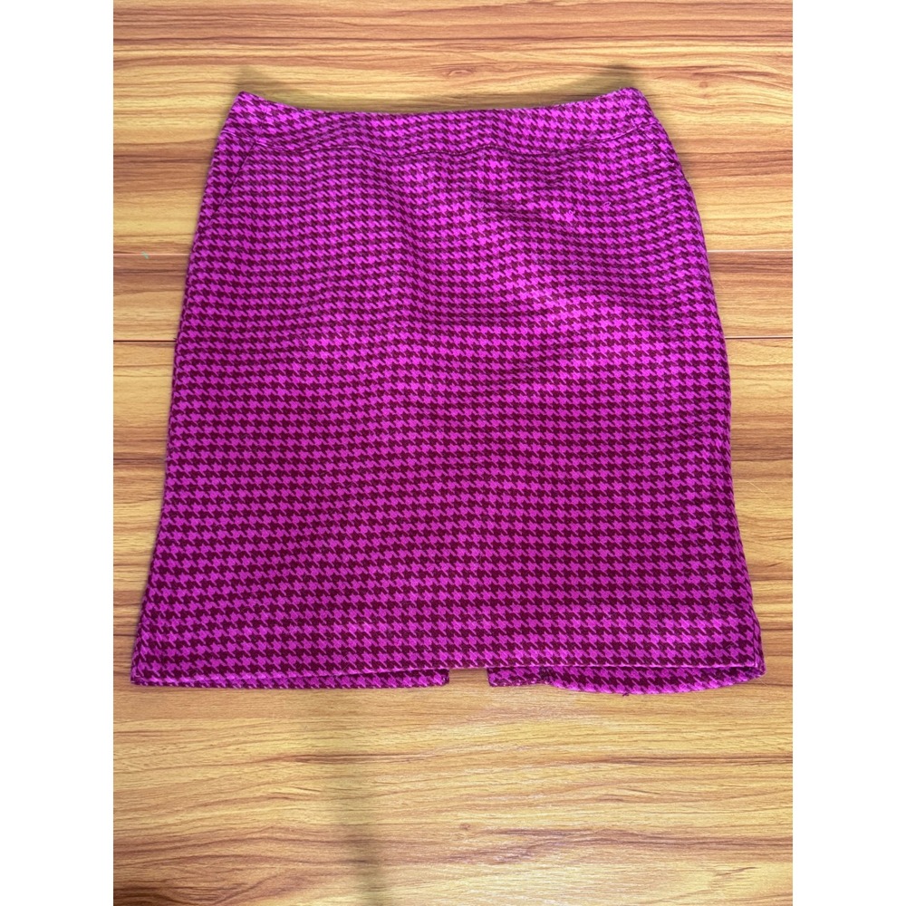 Merona Pink Houndstooth Pencil Skirt Coquette Business Casual Midi Size 12